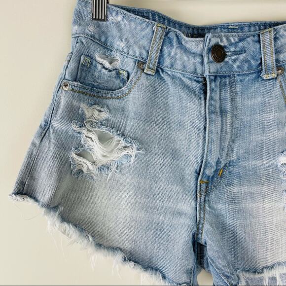 AEO blue distressed cutoff festival western boho denim jean shorts 2 - Picture 3 of 6